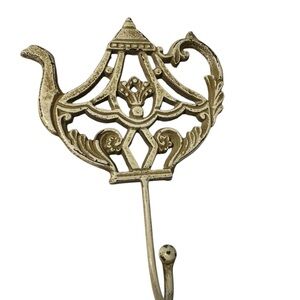 Vintage White distressed “Cottage Core” Teapot Wall Hook